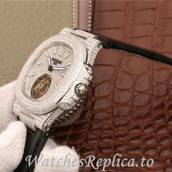 Patek Philippe Replica Nautilus Leather strap 40MM - WatchesReplica.is