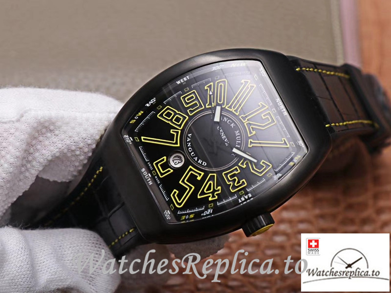 Swiss Franck Muller Vanguard Replica V.45.SC.DT.TT.NR.BR.JA Black Strap 45MM - WatchesReplica.is
