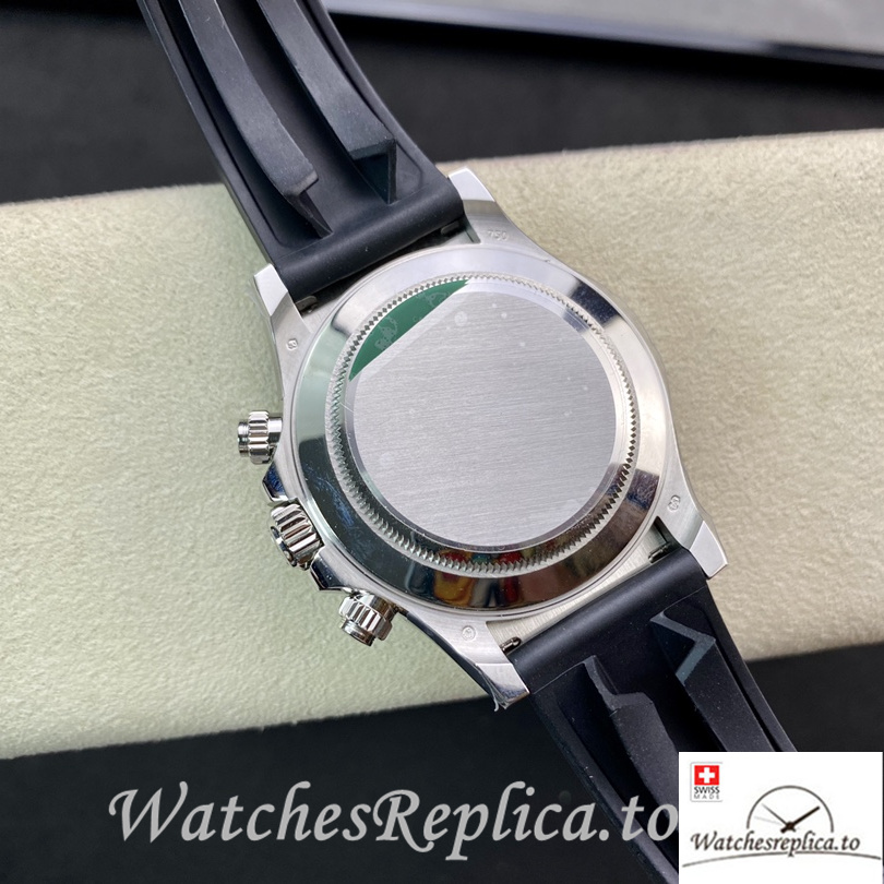 Swiss Rolex Daytona Replica Rubber strap 40MM White Dial Diamonds - WatchesReplica.is