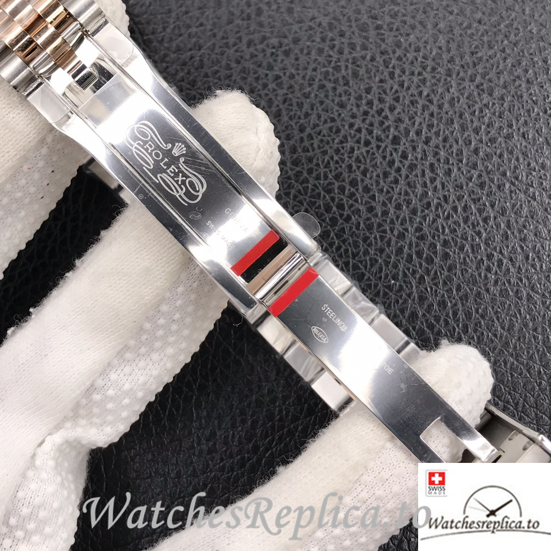 Swiss Rolex Datejust Replica Stainless steel strap 36MM Rose Gold Green Dial - WatchesReplica.is
