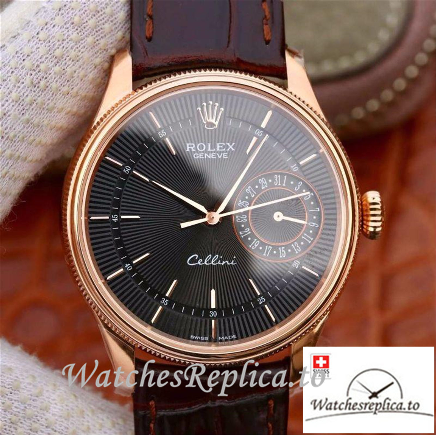 Swiss Rolex Celini Replica 50515 Black Dial 39MM - WatchesReplica.is