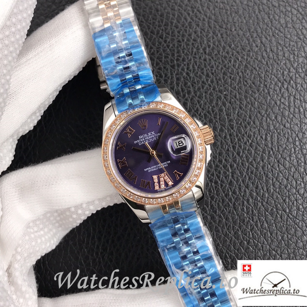 Swiss Rolex Datejust Replica 279174 Stainless steel strap 28MM Purple Dial Diamonds - WatchesReplica.is