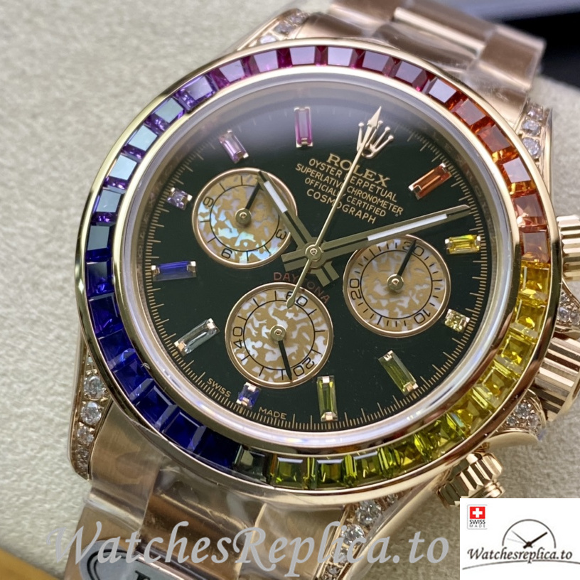 Swiss Rolex Daytona 116598RBOW Replica Rose Gold strap 40MM - WatchesReplica.is