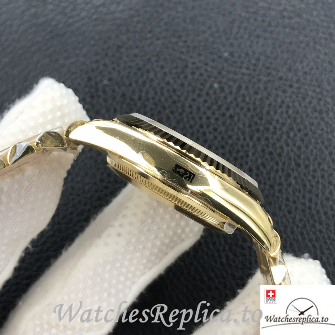 Swiss Rolex Day Date Replica 128238 Yellow Gold strap 36MM Green Dial - WatchesReplica.is
