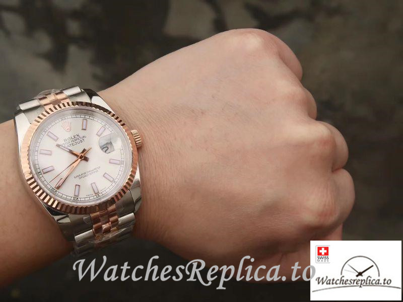Swiss Rolex Datejust Replica 126233 Rose gold Bezel 36MM - WatchesReplica.is