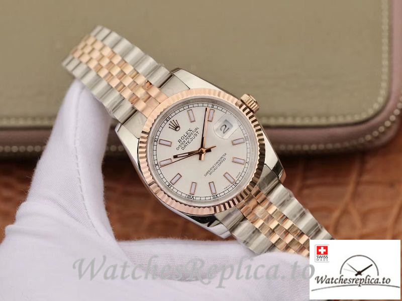 Swiss Rolex Datejust Replica 126233 Rose gold Bezel 36MM - WatchesReplica.is