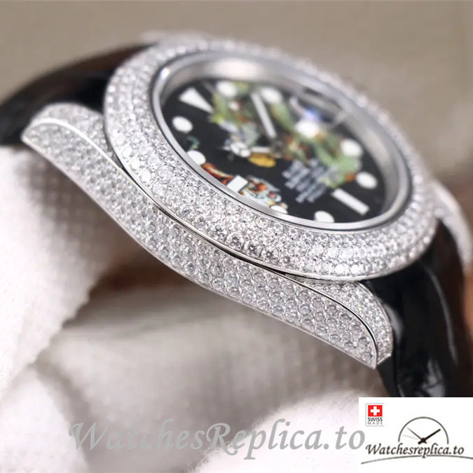 Swiss Rolex Submariner Replica Leather strap 40MM - WatchesReplica.is