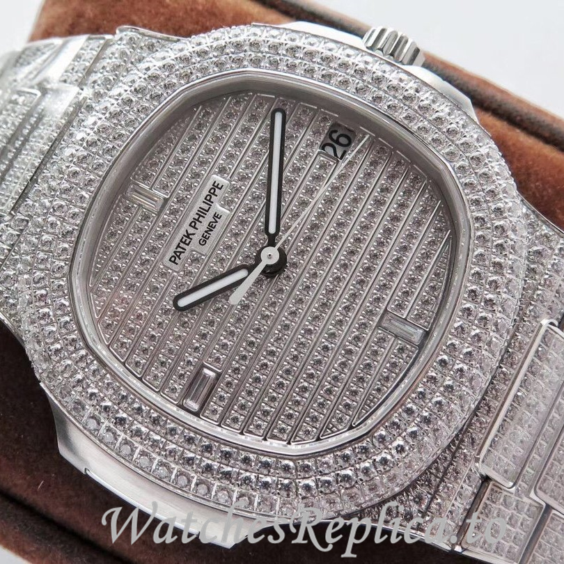Patek Philippe Replica Nautilus 5719 White Gold strap 40MM - WatchesReplica.is