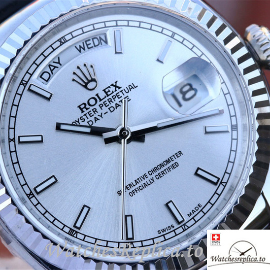 Swiss Rolex Day-Date Replica 118139 Leather strap 36MM - WatchesReplica.is