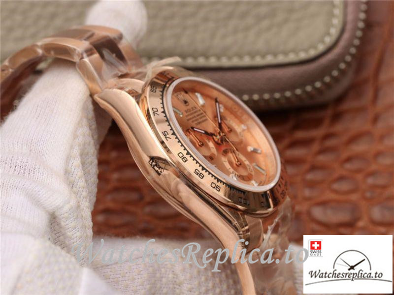 Swiss Rolex Daytona Cosmograph Replica 116508 001 Rose Gold Strap 40MM - WatchesReplica.is