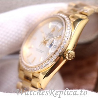 Swiss Rolex Day Date Replica 228348 Yellow Gold strap 40MM - WatchesReplica.is