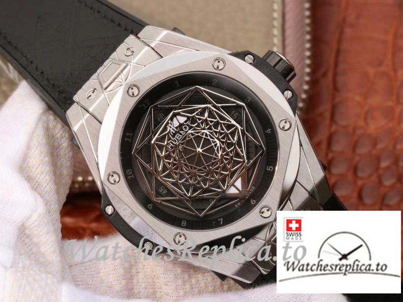 Swiss Hublot Big Bang Sang Bleu Titanium Replica 415.NX.1112.VR.MXM16 Black Strap 45MM - WatchesReplica.is