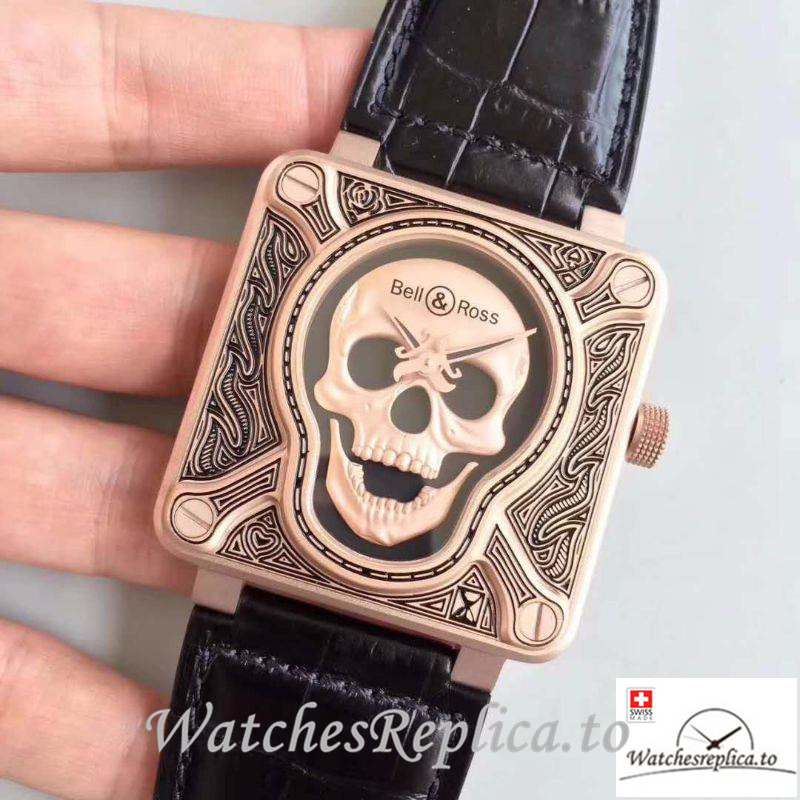Swiss Bell & Ross Replica BR 01 Black Strap 46MM - WatchesReplica.is