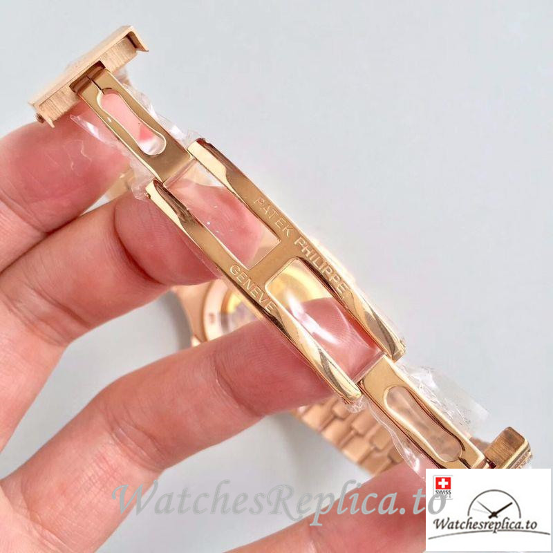 Swiss Patek Philippe Nautilus Jumbo Replica 5719/1G-001 001 Diamonds Strap 40MM - WatchesReplica.is