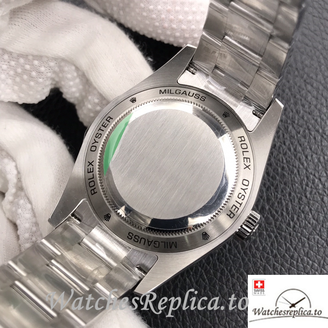 Swiss Rolex Milgauss Replica Stainless steel strap 40MM Black Dial - WatchesReplica.is