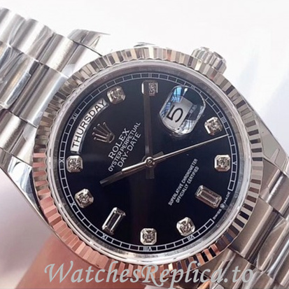 Swiss Rolex Day Date Replica 128239 Stainless steel strap 36MM - WatchesReplica.is