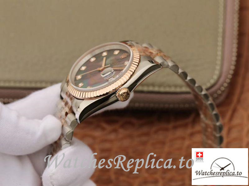 Swiss Rolex Datejust Replica 116233 005 Rose Gold Bezel 36MM - WatchesReplica.is