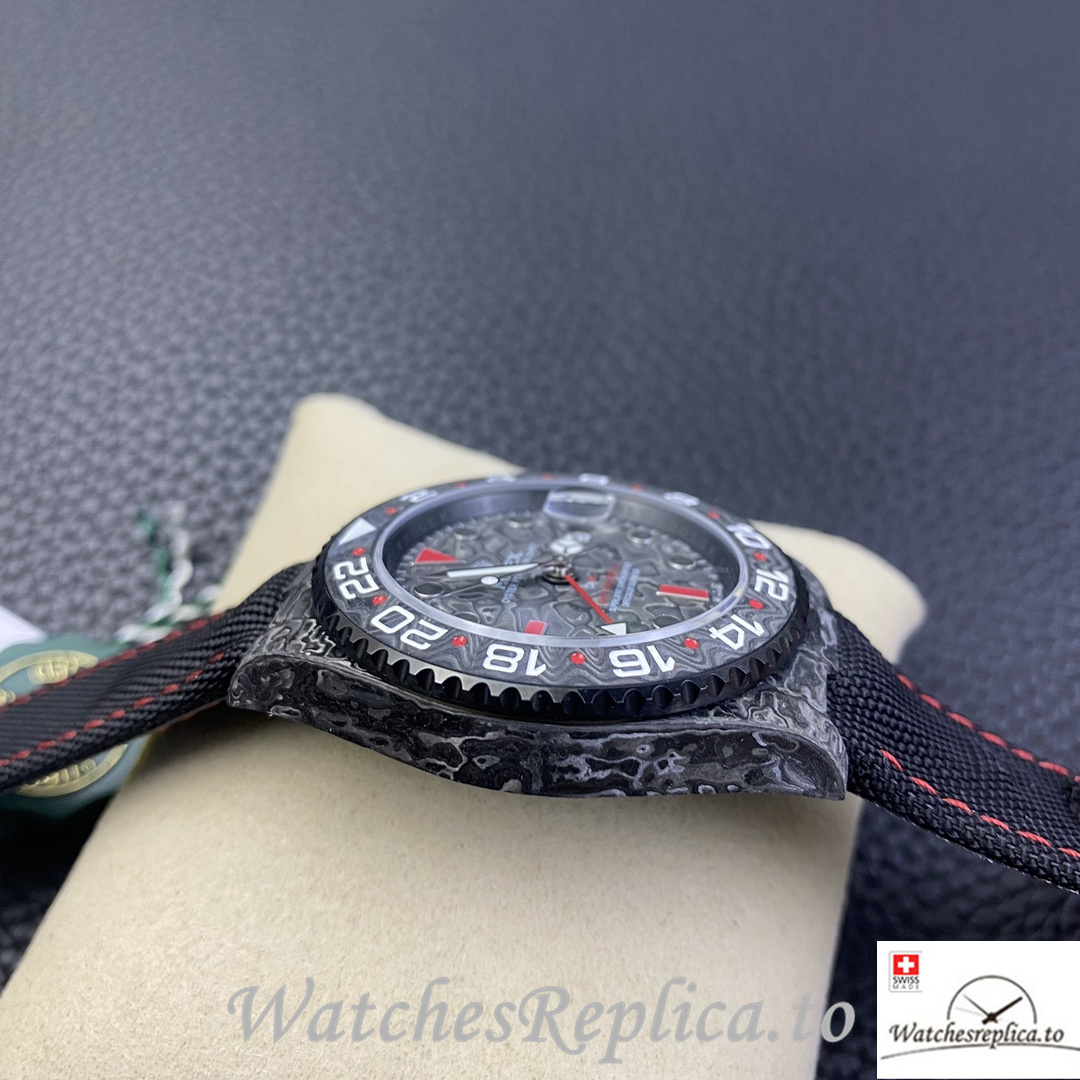 Swiss Rolex GMT Master Electro Carbon Carbon fiber strap 40MM - WatchesReplica.is