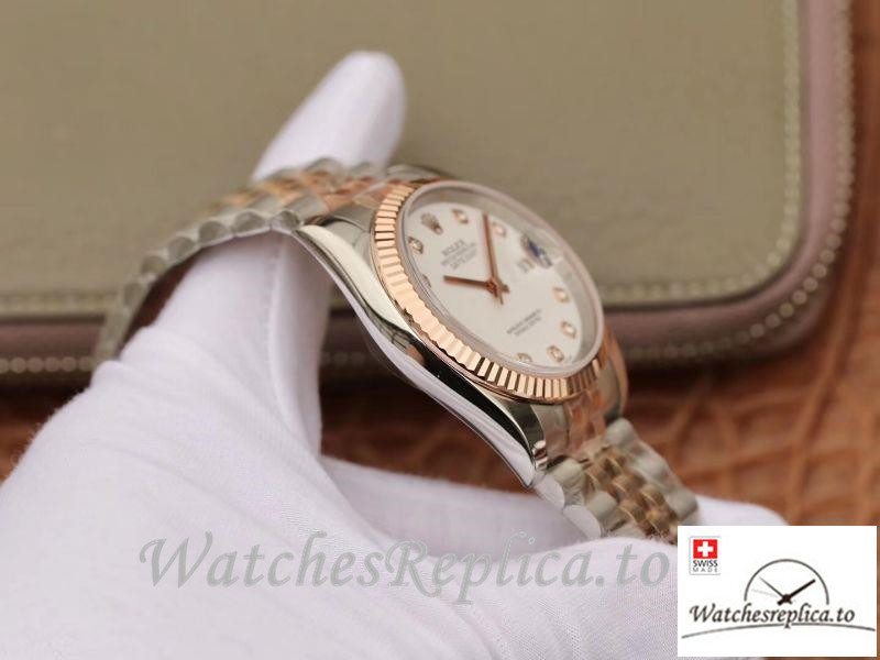 Swiss rolex Datejust Replica 69173 Rose gold Bezel 36MM - WatchesReplica.is
