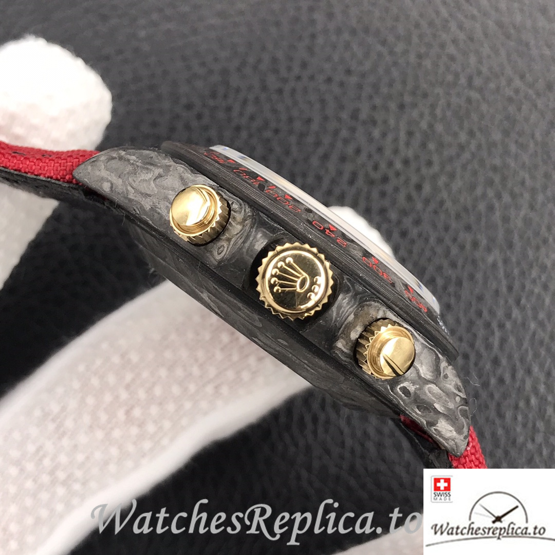 Swiss Rolex Daytona Replica Red Canvas strap 40MM Black Dial - WatchesReplica.is