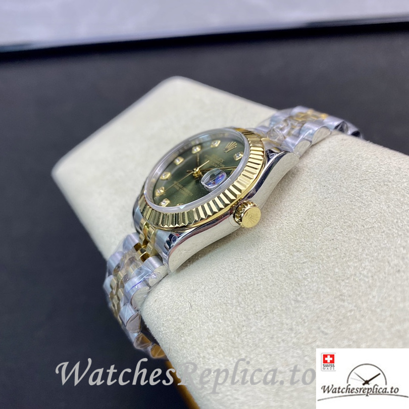 Swiss Rolex Datejust Replica 178384 Stainless steel strap 31MM Green Dial - WatchesReplica.is
