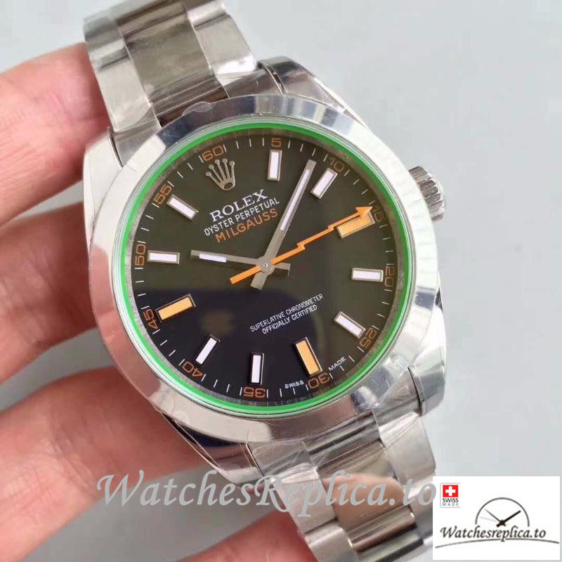 Swiss Rolex Milgauss Replica 116400GV Silver Bezel 40MM - WatchesReplica.is