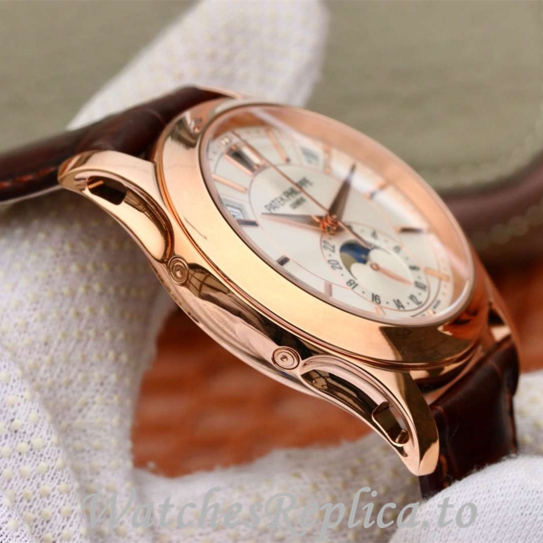 Patek Philippe Replica Complications 5205G Leather strap 40MM - WatchesReplica.is
