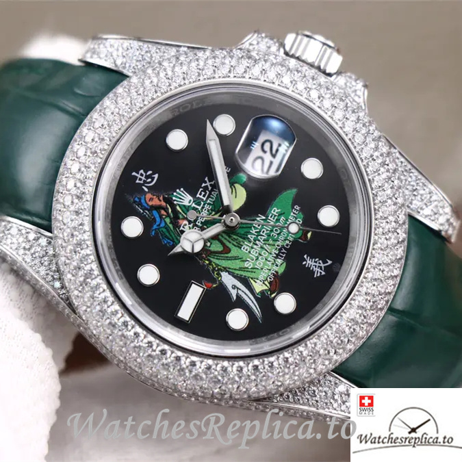 Swiss Rolex Submariner Replica Leather strap 40MM - WatchesReplica.is