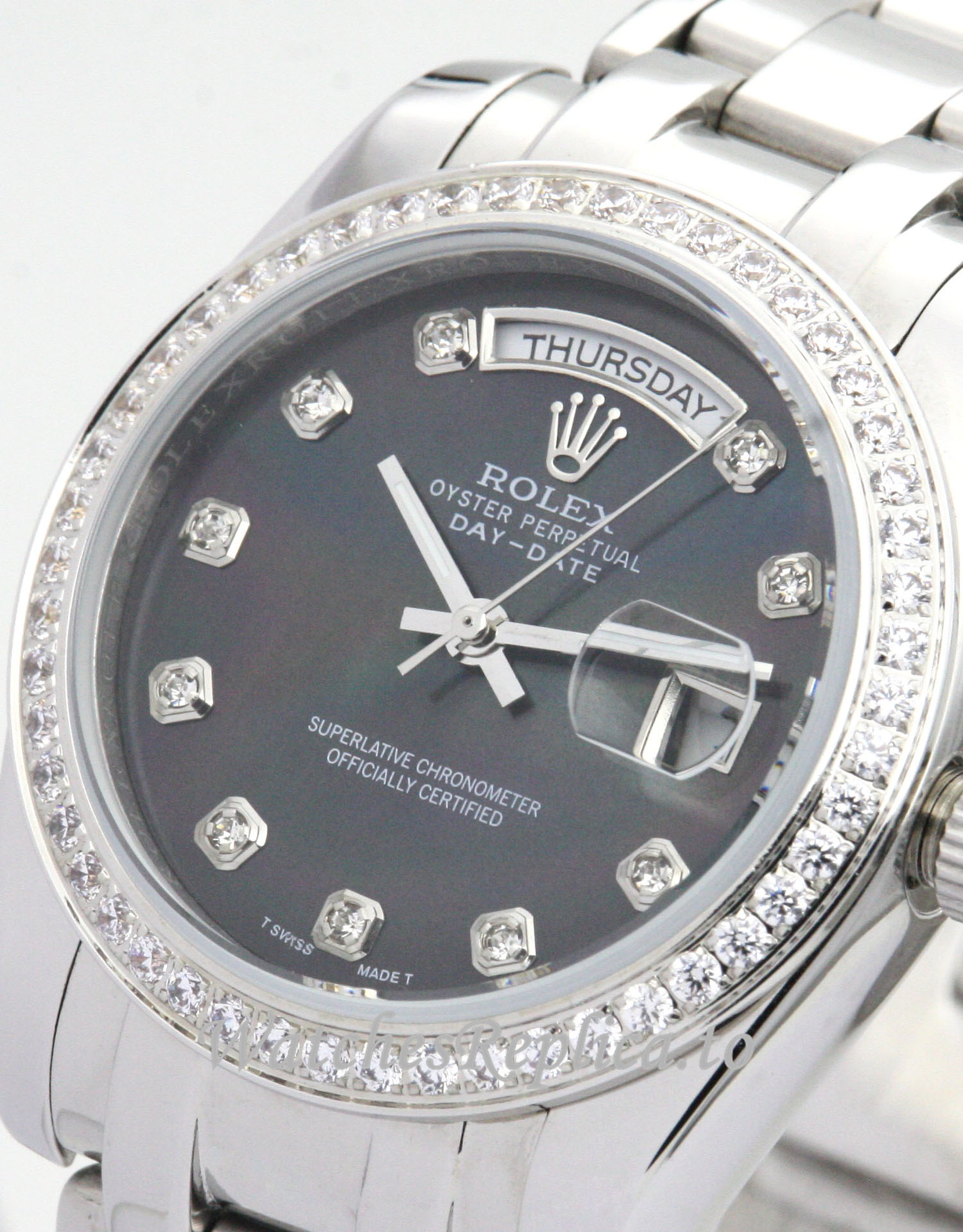 Rolex Day Date Black Dia 118346 - WatchesReplica.is