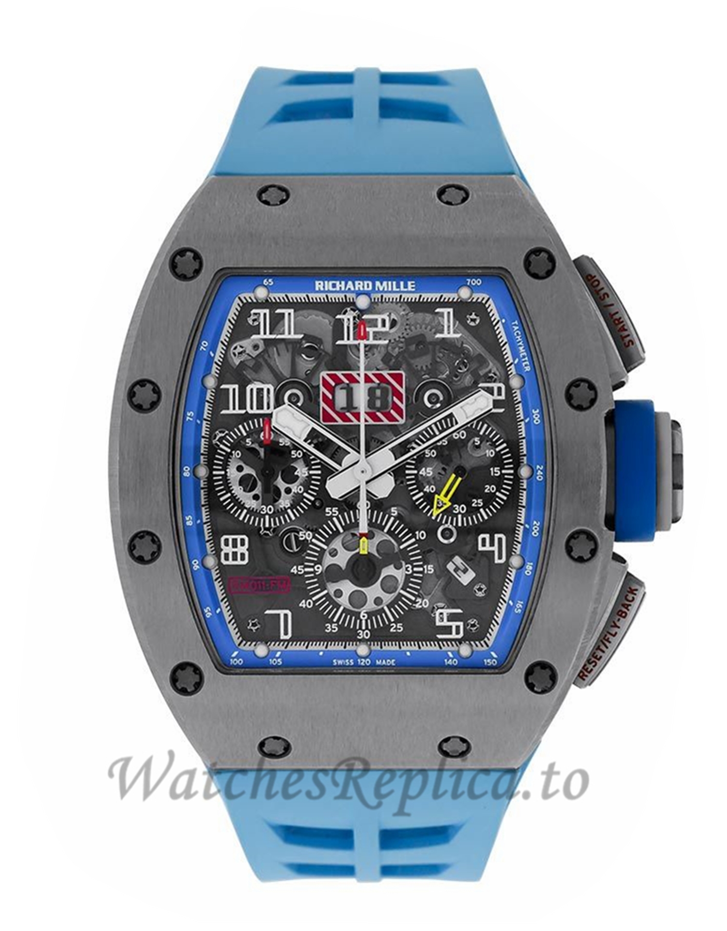 Richard Mille Replica Felipe Massa Blue Americas Titanium 50MM Watch M01107012 - WatchesReplica.is