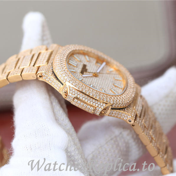 Patek Philippe Replica Nautilus Yellow Gold strap 40MM - WatchesReplica.is