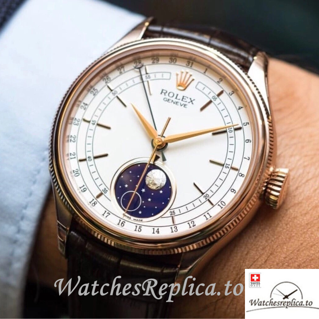 Swiss Rolex Cellini Replica 50535 Leather strap 39MM - WatchesReplica.is