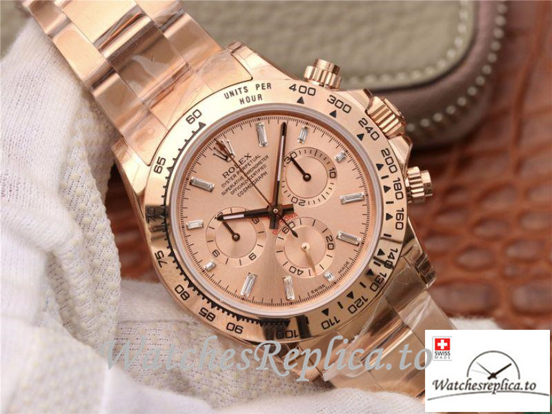 Swiss Rolex Daytona Cosmograph Replica 116508 001 Rose Gold Strap 40MM - WatchesReplica.is