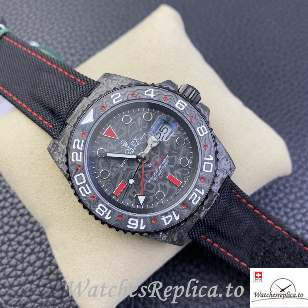 Swiss Rolex GMT Master Electro Carbon Carbon fiber strap 40MM - WatchesReplica.is