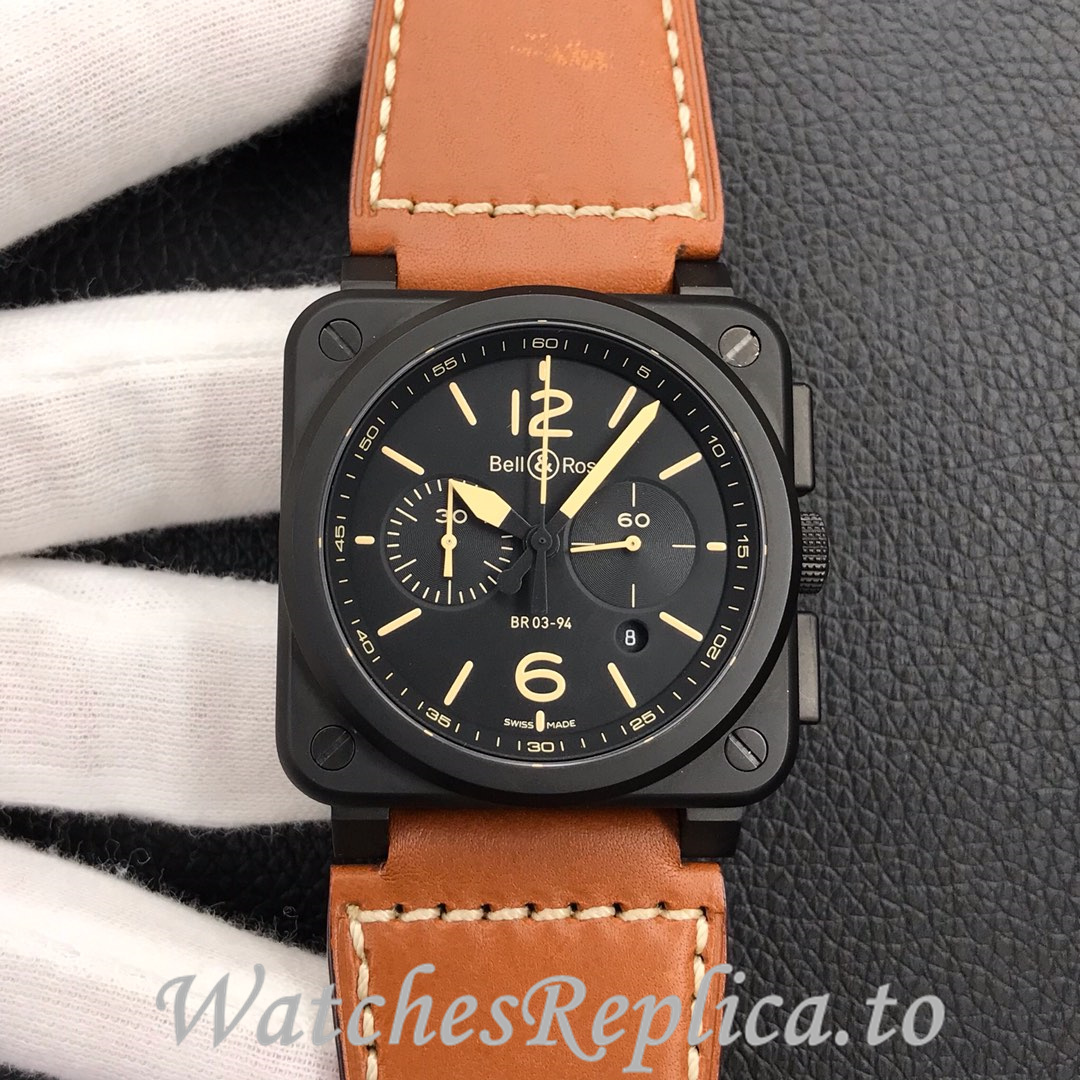Bell Ross Replica BR 03 BR03-94 Leather strap 42MM - WatchesReplica.is