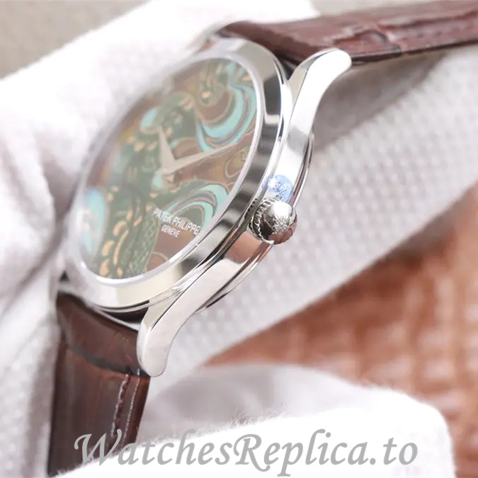 Patek Philippe Replica Calatrava 5077P-103 Leather strap 38.6MM - WatchesReplica.is