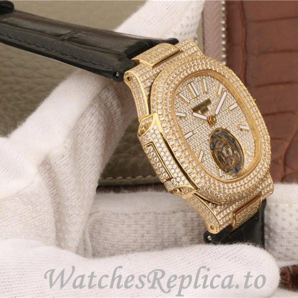 Patek Philippe Replica Nautilus Leather strap 40MM - WatchesReplica.is