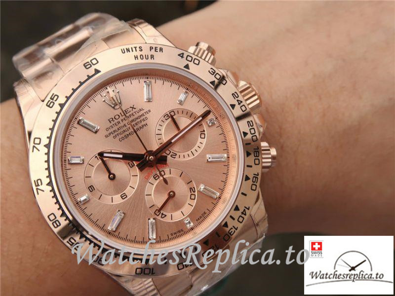 Swiss Rolex Daytona Cosmograph Replica 116508 001 Rose Gold Strap 40MM - WatchesReplica.is