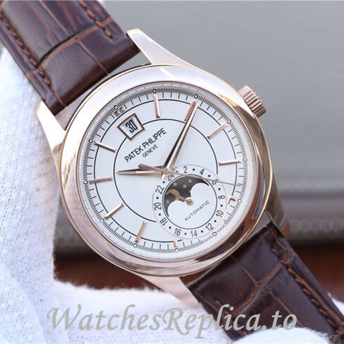 Patek Philippe Replica Complications 5205G-001 Leather strap 40MM - WatchesReplica.is