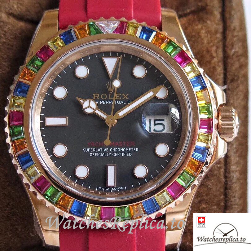 Swiss Rolex Yacht-Master Replica 116695SATS Rubber strap 40MM - WatchesReplica.is