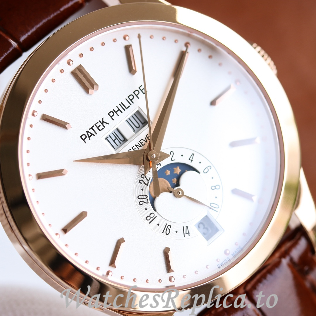Patek Philippe Replica Complications 5205R Leather strap 38.5MM - WatchesReplica.is