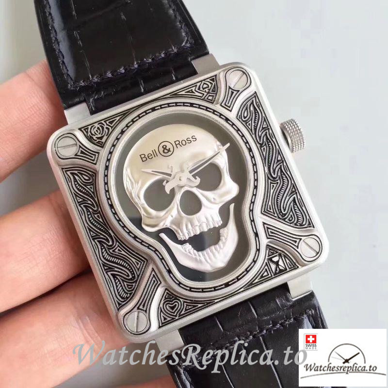 Swiss Bell & Ross Replica BR 01 001 Black Strap 46MM - WatchesReplica.is
