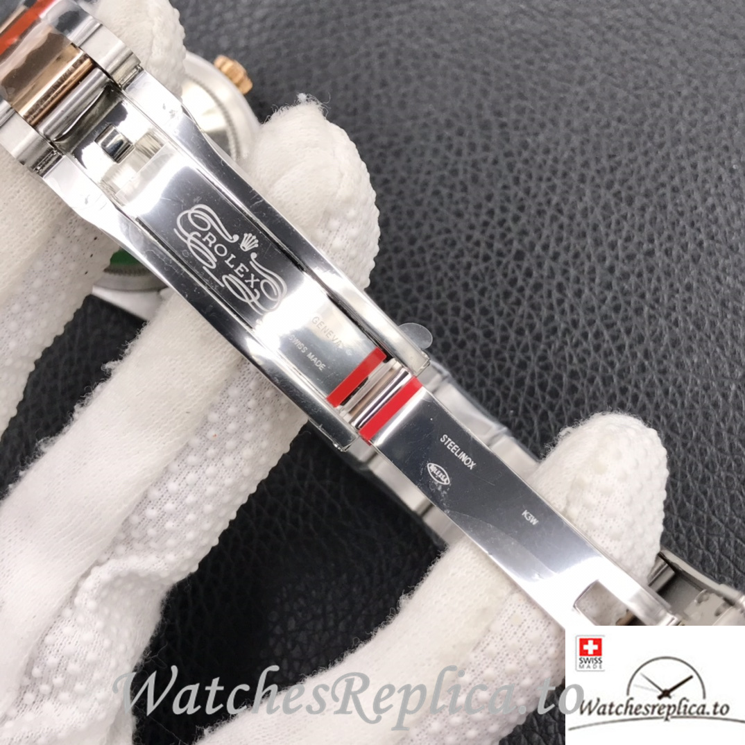 Swiss Rolex Datejust Replica Stainless steel strap 36MM Rose Gold Green Dial Sticks Marks - WatchesReplica.is
