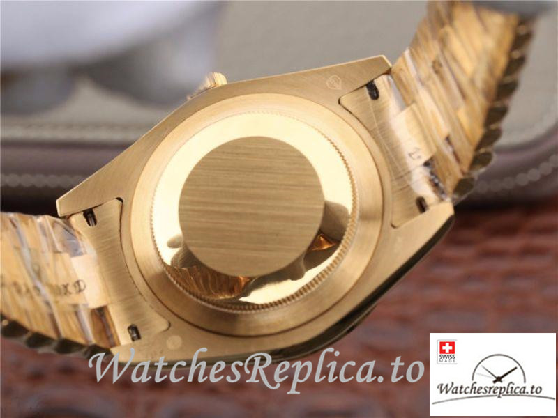 Swiss Rolex Day Date II Replica 218238 Yellow Gold Strap 40MM - WatchesReplica.is