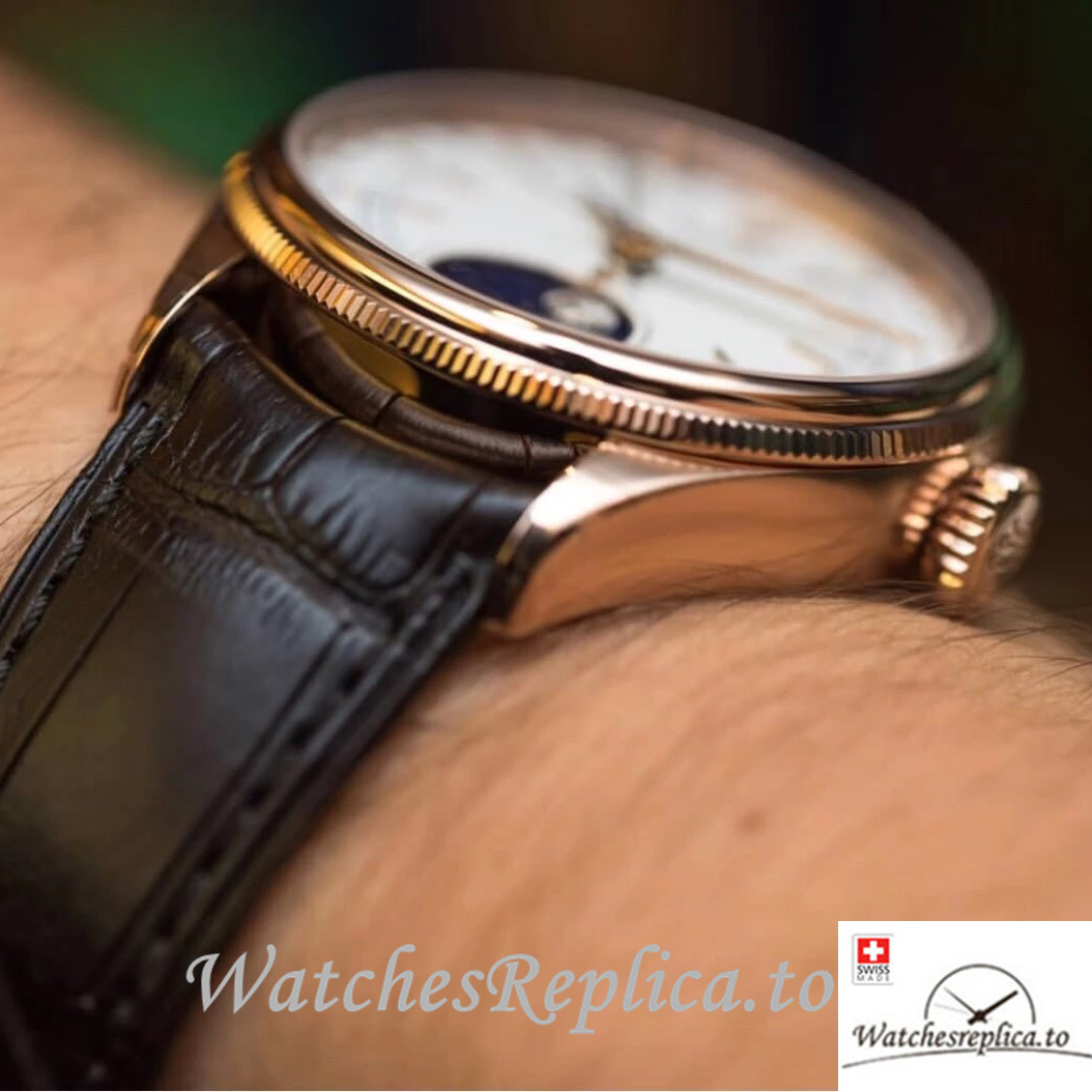 Swiss Rolex Cellini Replica 50535 Leather strap 39MM - WatchesReplica.is