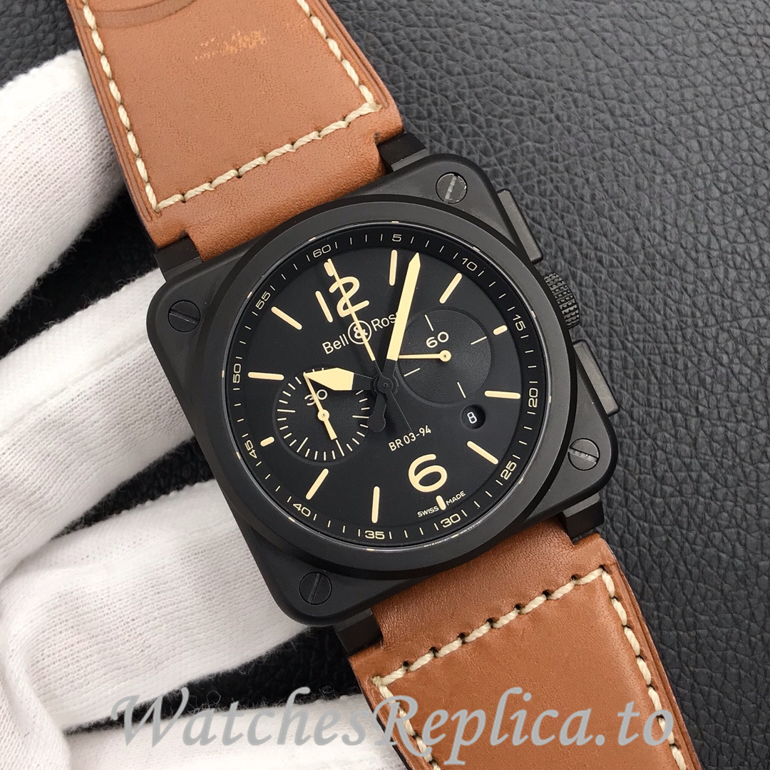 Bell Ross Replica BR 03 BR03-94 Leather strap 42MM - WatchesReplica.is