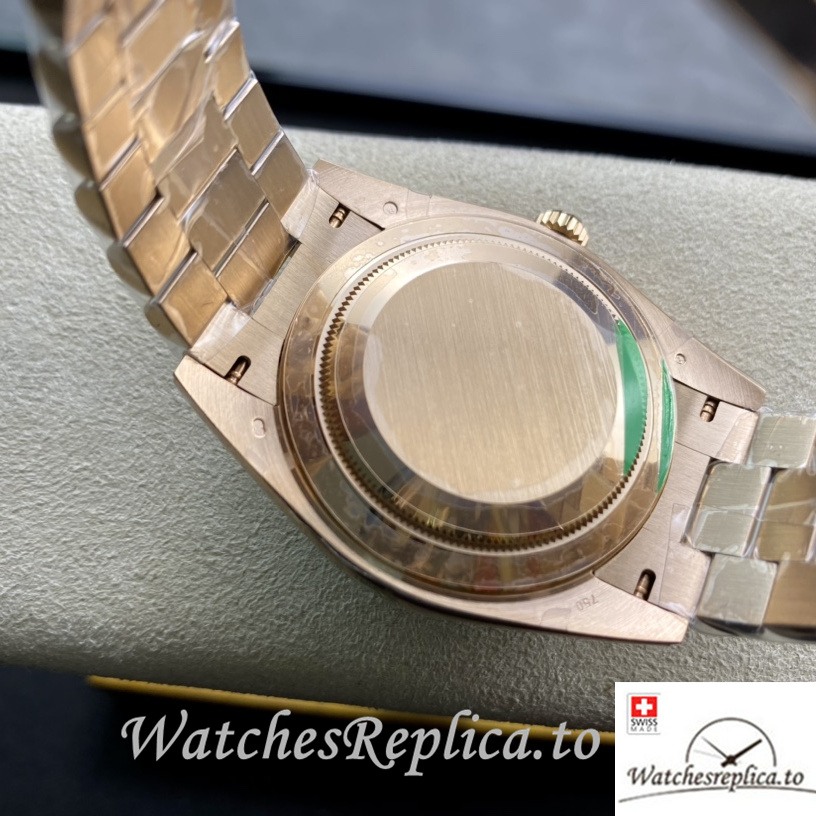 Swiss Rolex Day Date Replica 228235 Rose Gold strap 40MM - WatchesReplica.is