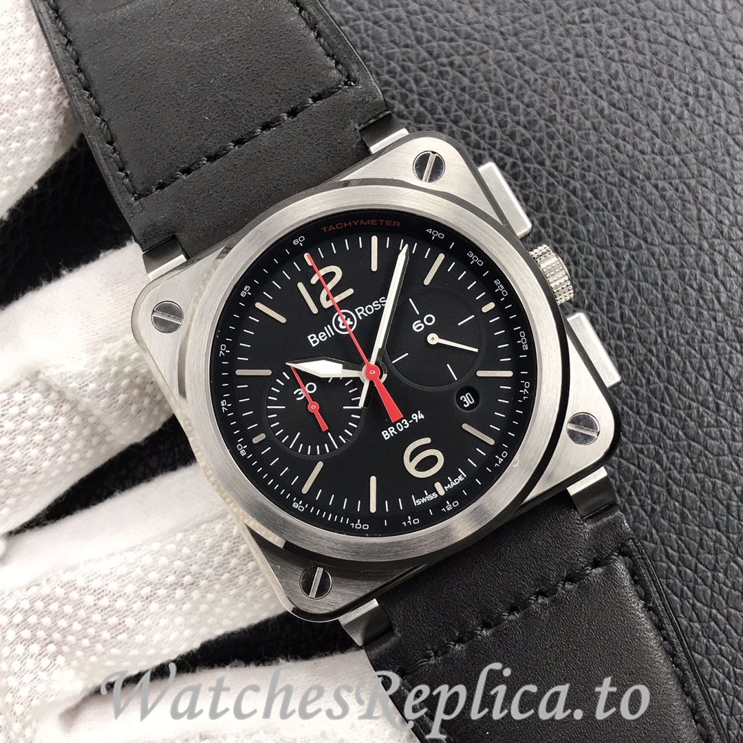 Bell Ross Replica BR 03 BR03-94 Leather strap 42MM - WatchesReplica.is