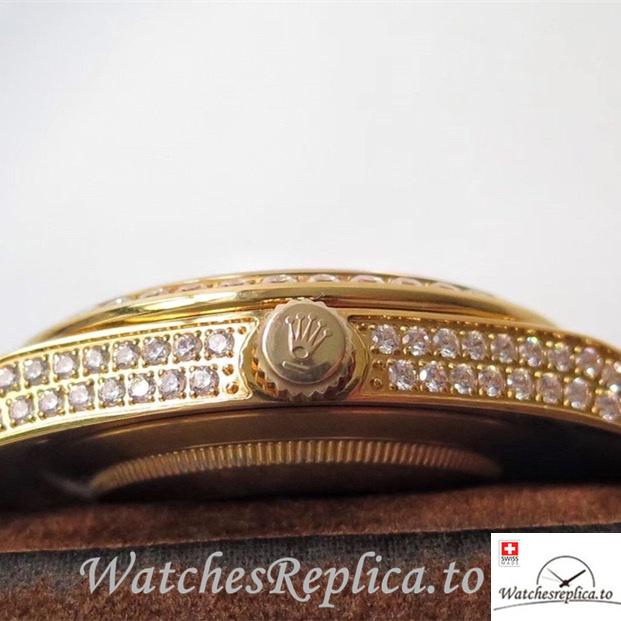 Swiss Rolex Day Date Replica Yellow Gold strap 40MM - WatchesReplica.is