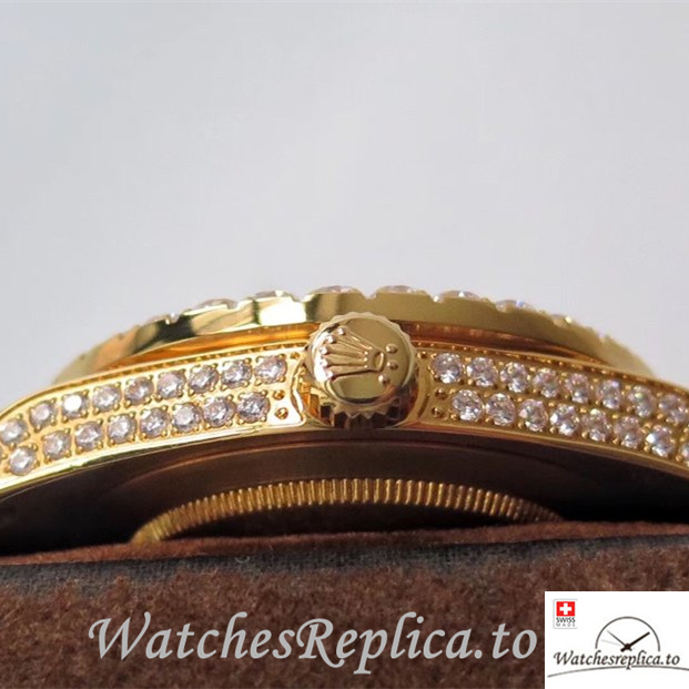 Swiss Rolex Day Date Replica Yellow Gold strap 40MM - WatchesReplica.is